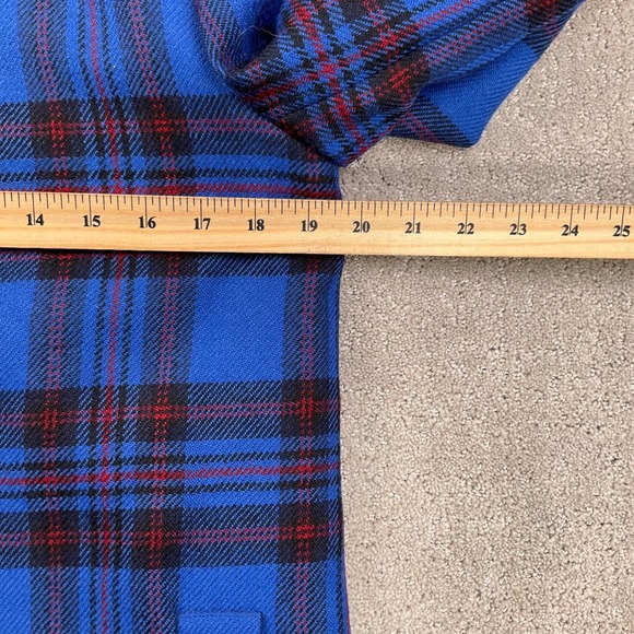 Albert Nipon Coat Women 8 Blue Red Tartan Plaid Long Wool 80s Statement - Picture 9 of 16